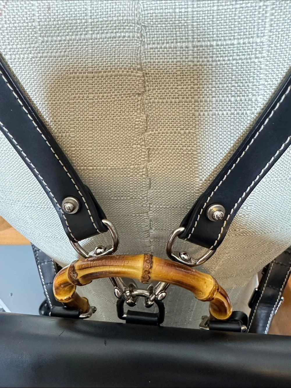 Dooney & Bourke Black Convertible Leather Backpack satchel with Bamboo Handle